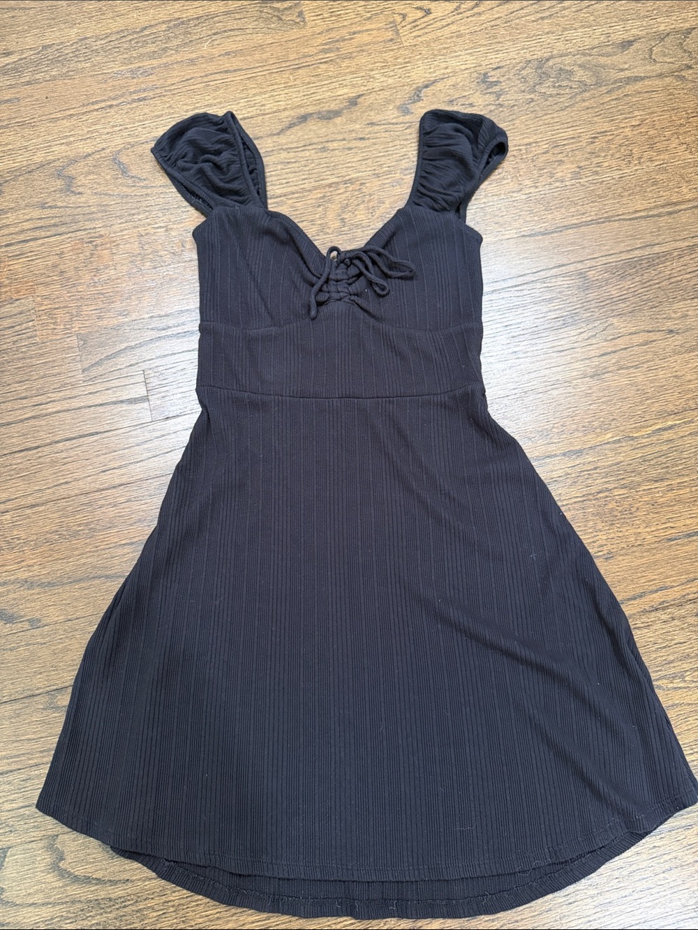 Black Ribbed A-Line Women's Dress